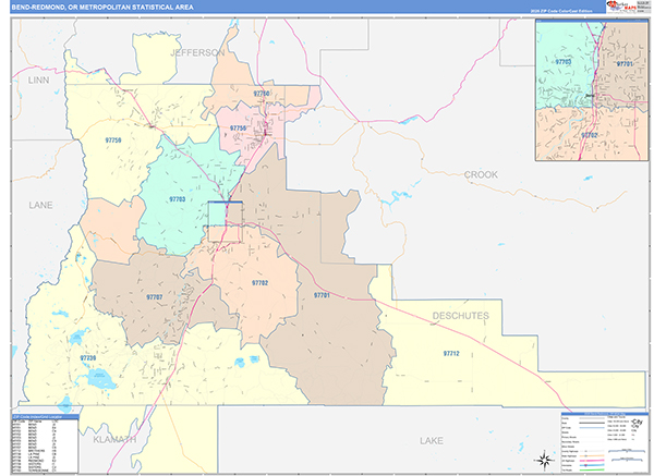 Bend-Redmond Metro Area Wall Map